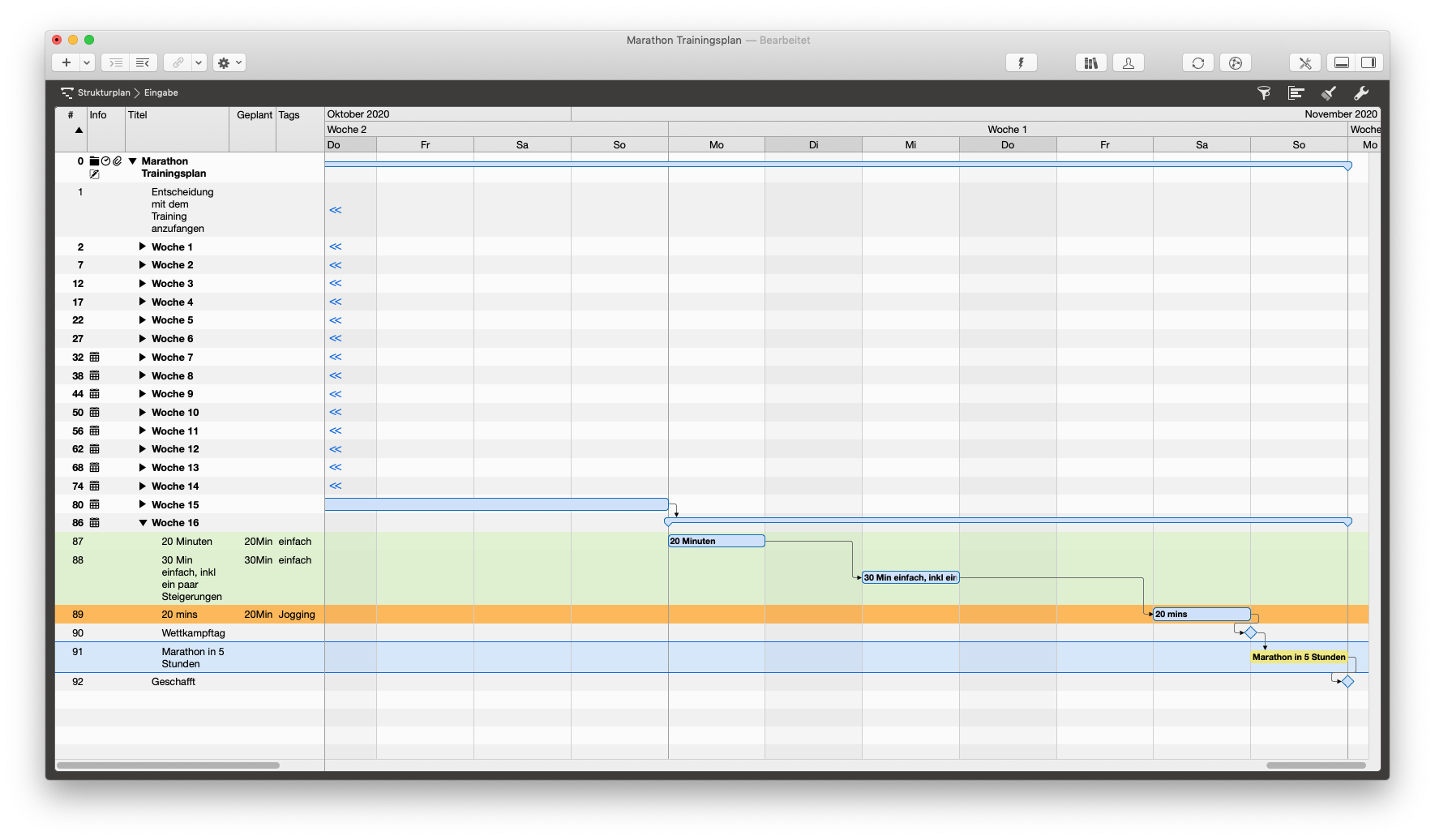 16 Wochen Marathon Trainingsplan
