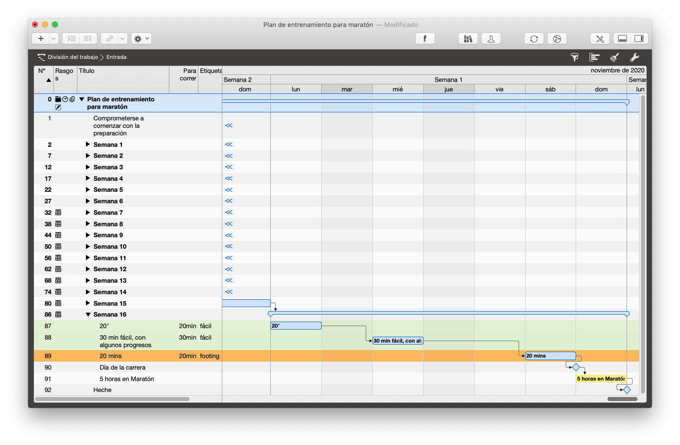 16 semanas de entrenamiento de maratón