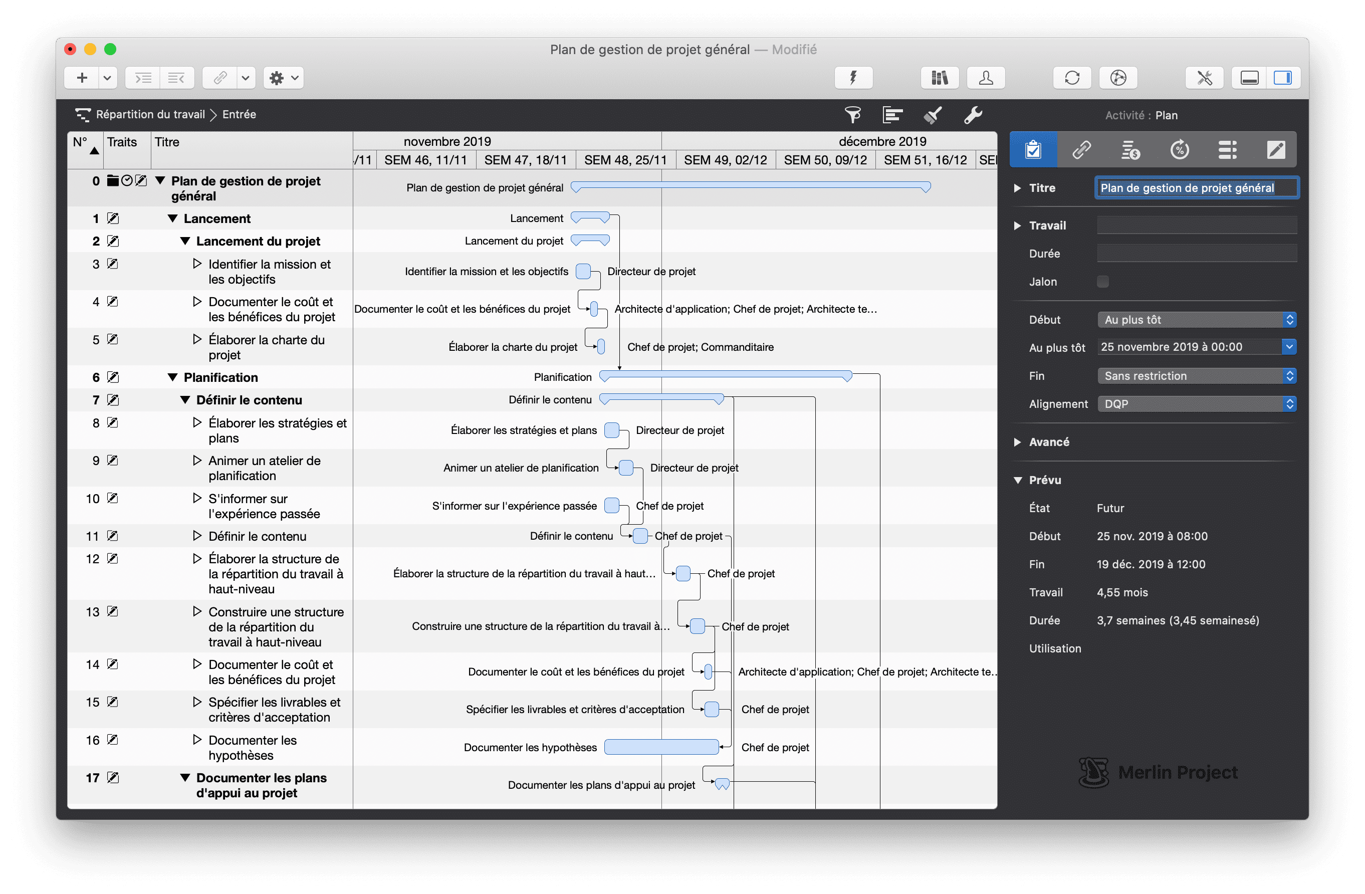 Plan de gestion de projet général