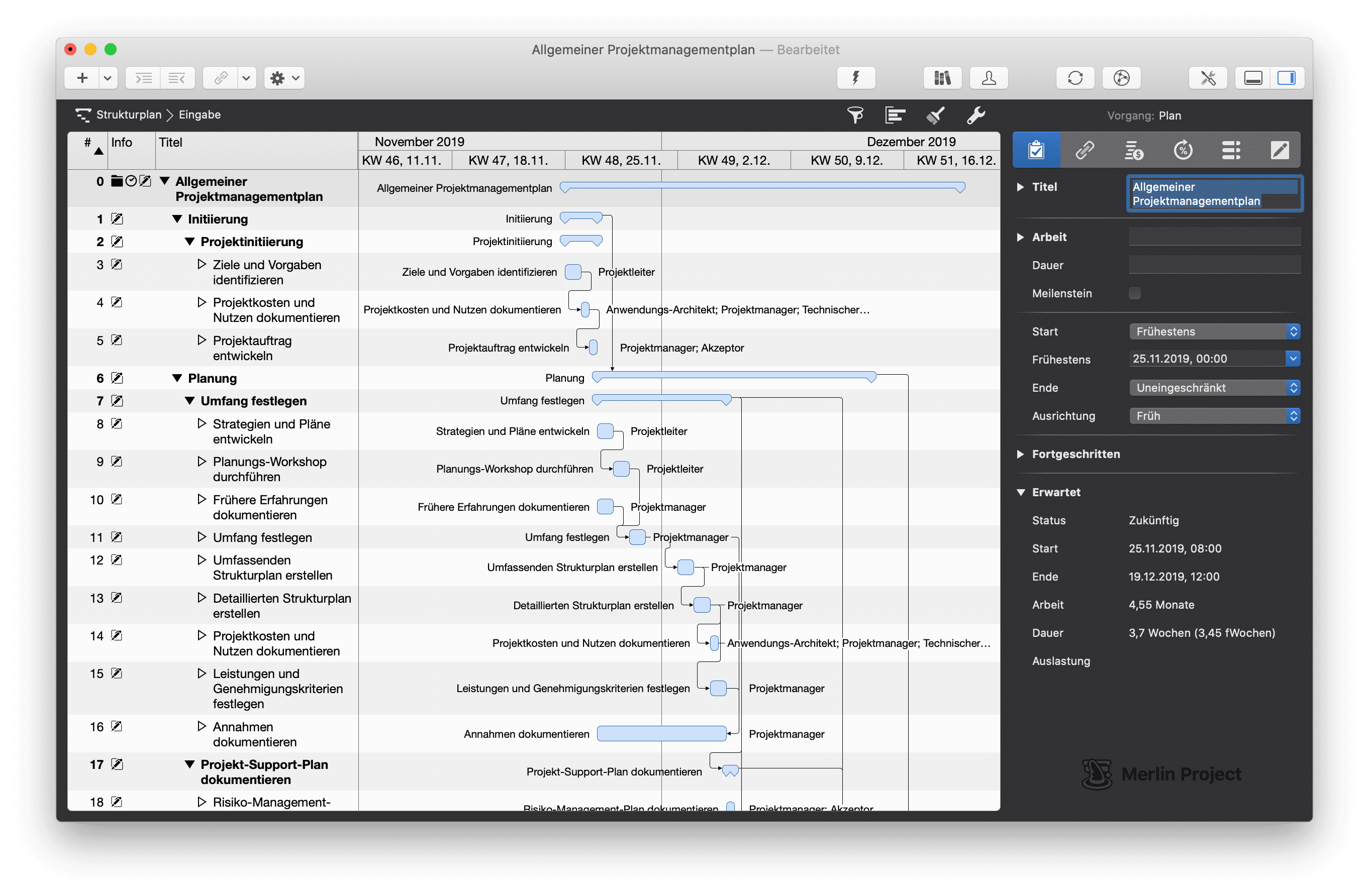 Allgemeiner Projektmanagementplan