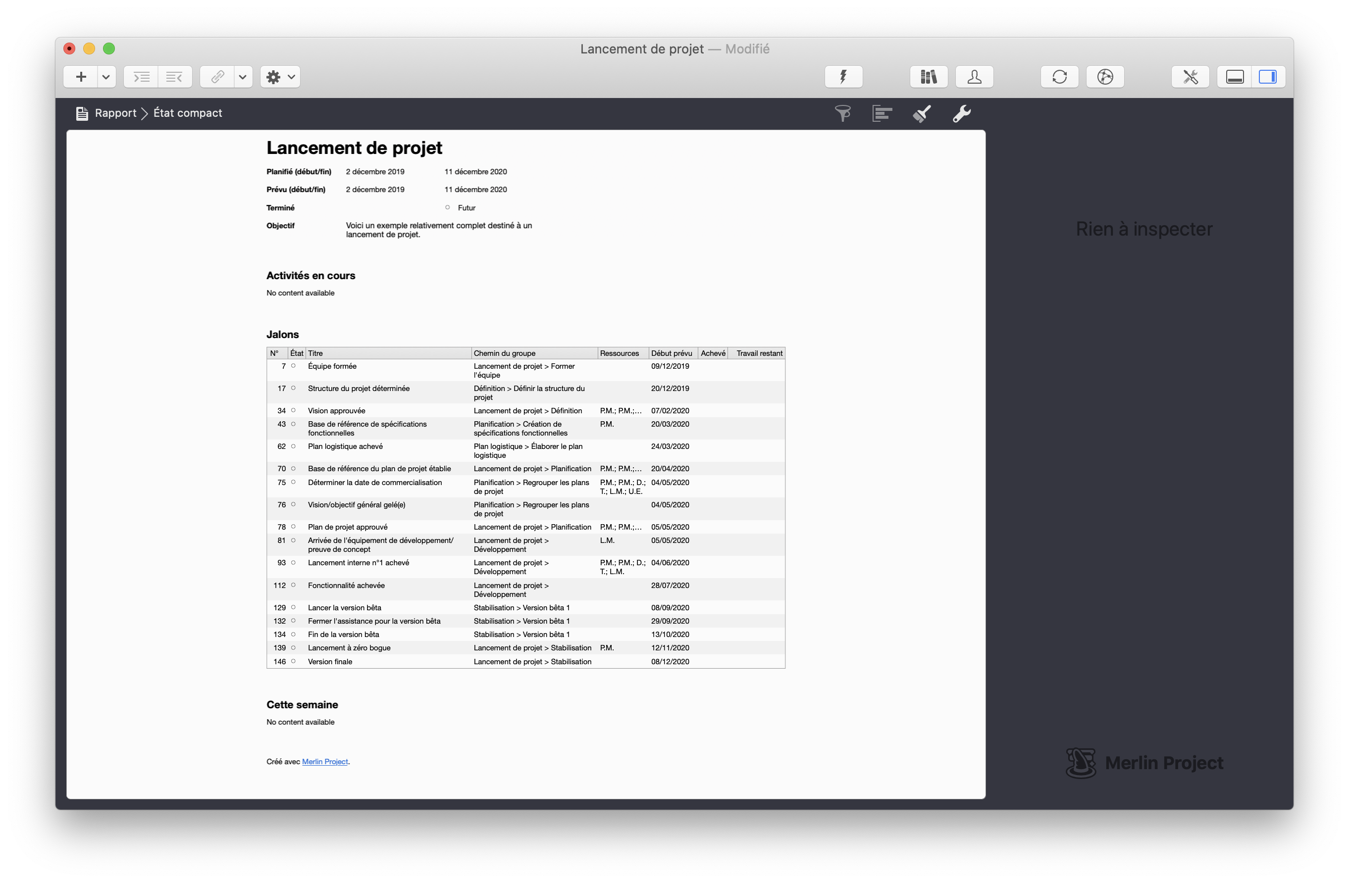 Lancement de projet Lancement de projet