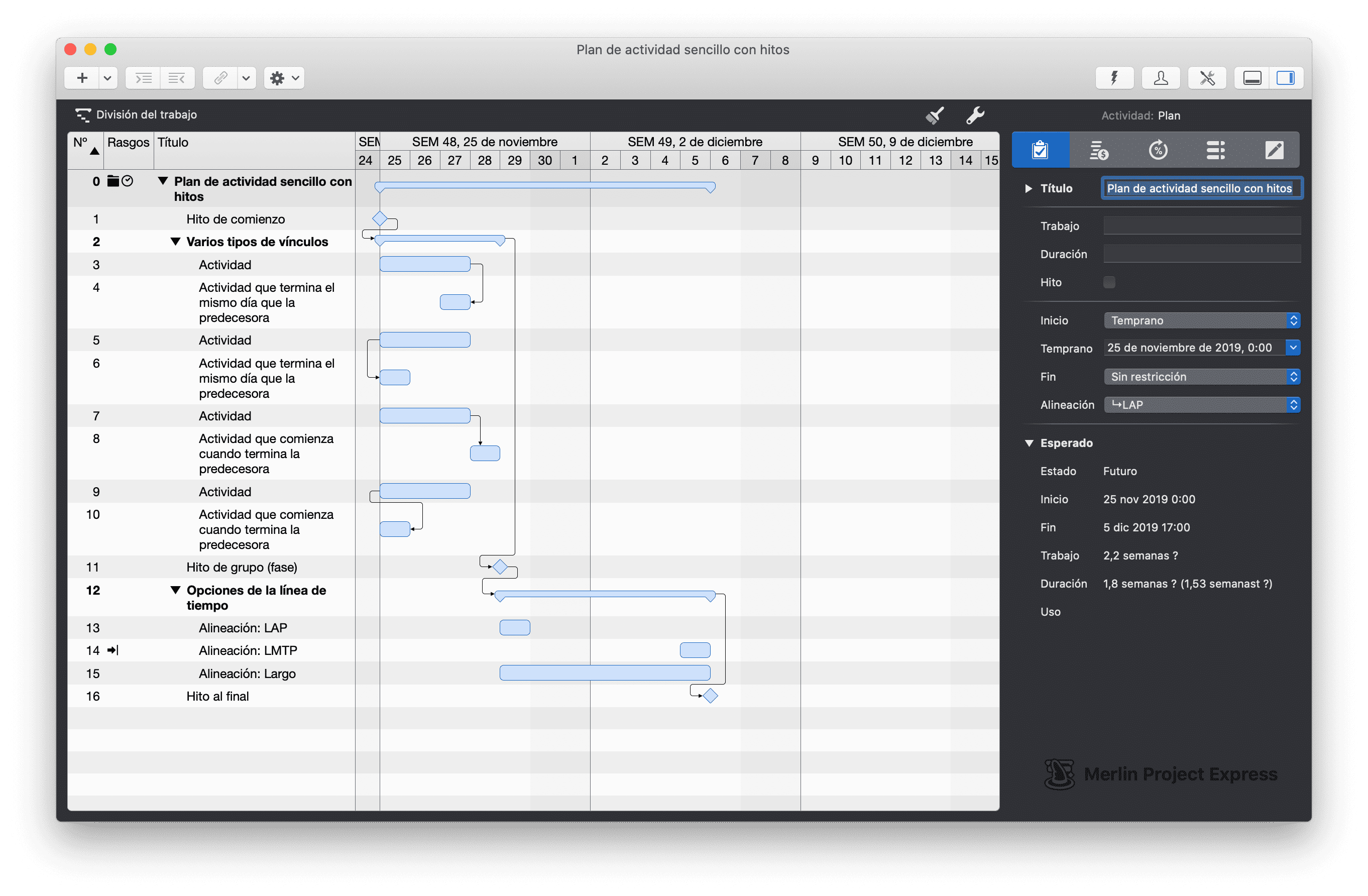 Plan de actividad sencillo