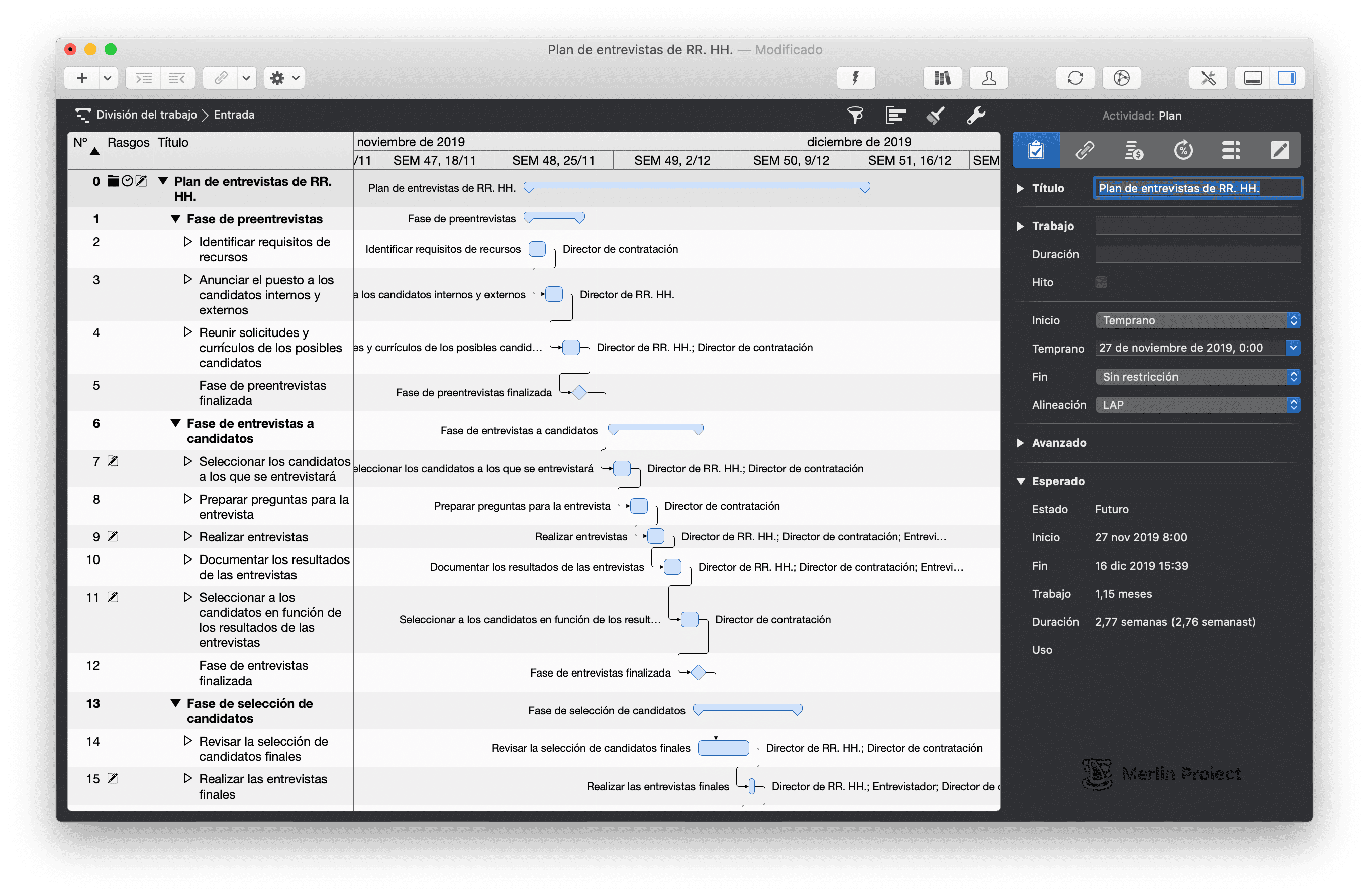 Plan de entrevistas de recursos humanos