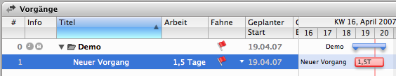 Einen neuen Vorgang anlegen