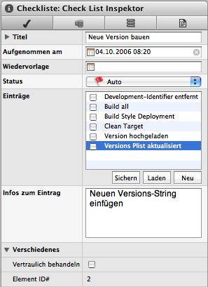 Das Element Checkliste