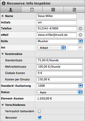 Die Ressource im Inspektor