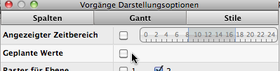 Deaktivieren der Planungsbalken