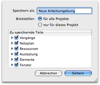 Arbeitsumgebung sichern