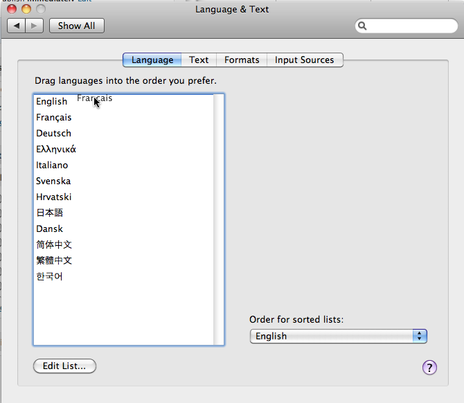 System preferences-Language&Text-Language